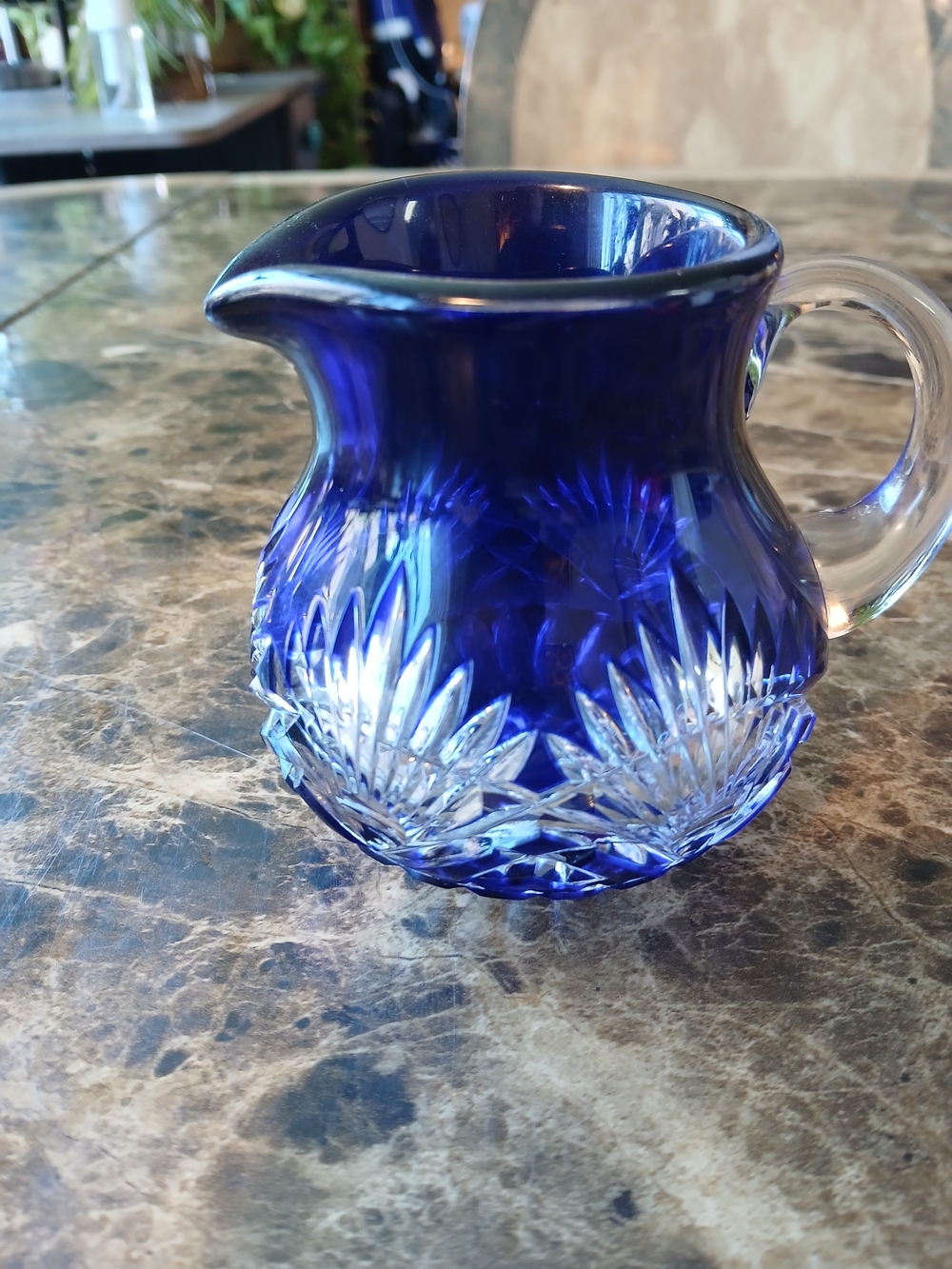 VTG Czech Bohemian COBALT Blue Cut to Clear creamer decanter 4in


The VTG Czech